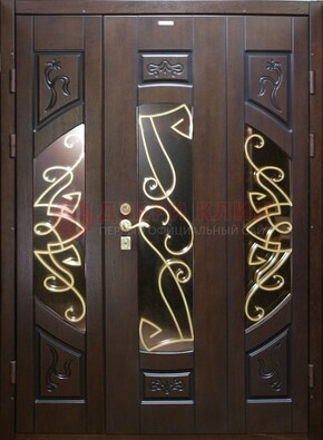 Парадная дверь со стеклом и ковкой ДПР-1 в каркасный дом в Красногорске