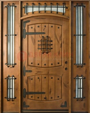 Парадная дверь с коваными элементами ДПР-68 в коттедж в Красногорске