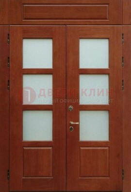 Металлическая парадная дверь со стеклом ДПР-69 для загородного дома в Красногорске