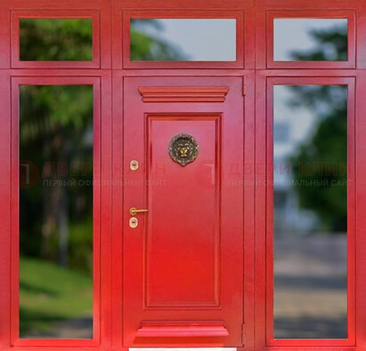 Красная парадная дверь для частного дома ДПР-88 в Красногорске