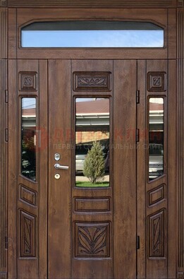 Парадная стальная дверь Винорит со стеклом и резьбой ДПР-97 в Красногорске