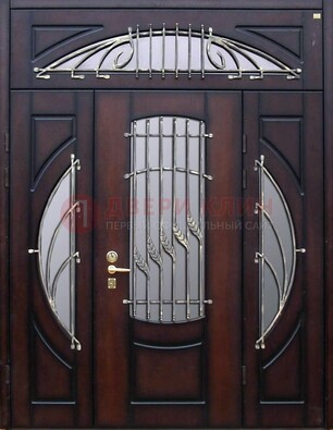 Парадная дверь со стеклянными вставками и ковкой ДПР-9 для улицы в Красногорске