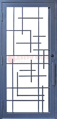 Современная железная решетчатая дверь синяя ДР-31 в Красногорске