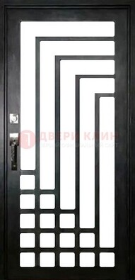 Черная стальная решетчатая дверь в современном стиле ДР-43 в Красногорске