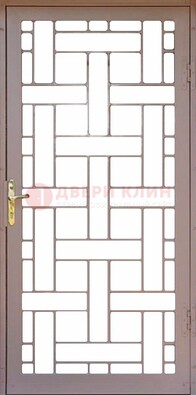 Коричневая металлическая решетчатая дверь для дома ДР-47 в Красногорске