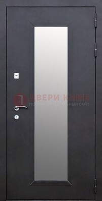 Черная стальная дверь порошок со стеклом ДС-33 в Красногорске