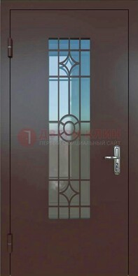Входная металлическая дверь со стеклом для дома ДС-6 в Красногорске