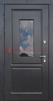 Чёрная металлическая дверь со стеклом ДС-77 в Красногорске