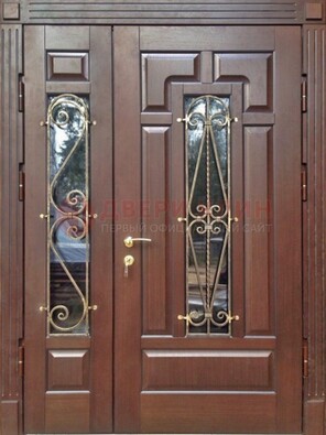 Стальная распашная дверь Винорит стекло и ковка ДСК-274 в Красногорске