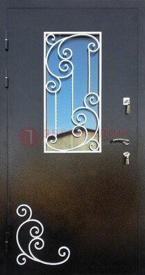 Входная дверь Порошок со стеклом и ковкой ДСК-278 в Красногорске