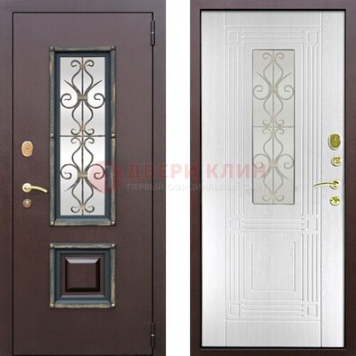 Оригинальная стальная дверь со стеклом и ковкой ДСК-48 в Красногорске