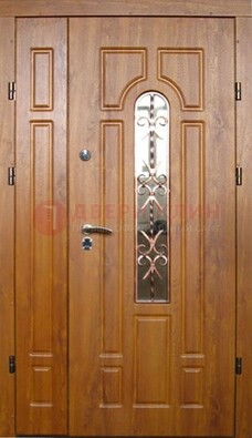 Стальная дверь со стеклом и цветной ковкой ДСК-78 для панельного дома во Владимире