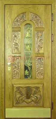 Металлическая дверь со стеклом и ковкой ДСК-90 в гостиницу в Красногорске