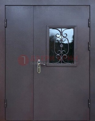 Тамбурная дверь Порошок со стеклом и ковкой ДТМ-48 в Красногорске