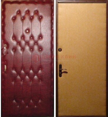 Бордовая металлическая дверь с винилискожей ДВ-1 в Красногорске