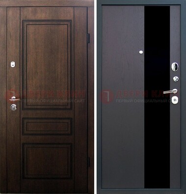 Входная дверь Итальянский орех с МДФ с черным стеклом ДМ-1199 в Красногорске