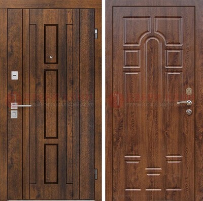 Стальная коричневая дверь с МДФ и коричневой МДФ внутри ДМ-1388 в Красногорске