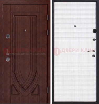 Уличная темная филенчатая дверь с виноритом и МДФ Белый ясень ДВТ-141 в Красногорске