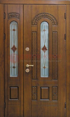 Темная стальная дверь с виноритом и стеклом ДВТ-179 в Красногорске