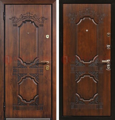 Коричневая железная дверь с виноритом и узором ДВТ-211 в Красногорске