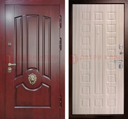 Темно-красная входная дверь с виноритом ДВТ-234 в Красногорске