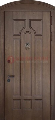 Коричневая стальная дверь с виноритом в форме арки ДВТ-237 в Красногорске