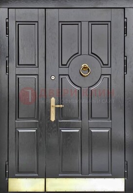 Черная металическая дверь с виноритом для дома ДВТ-241 в Красногорске