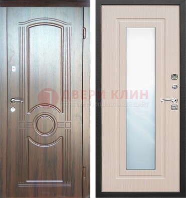 Светло-коричневая дверь c виноритом с узором и филенчатой МДФ ДЗ-120 в Красногорске