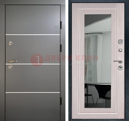 Черная металлическая дверь с зеркалом ДЗ-12 в Красногорске