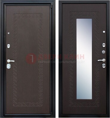 Темная стальная дверь с зеркалом ДЗ-20 в Красногорске