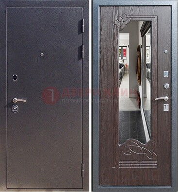 Черная входная дверь с зеркалом МДФ внутри ДЗ-29 в Красногорске