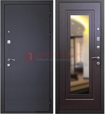 Черная железная дверь с зеркалом ДЗ-30 в Красногорске
