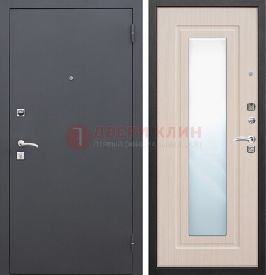 Черная входная дверь с зеркалом МДФ внутри ДЗ-31 в Красногорске