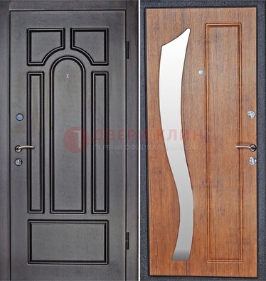 Темная железная дверь с зеркалом ДЗ-35 в Красногорске