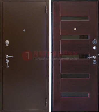 Темная железная дверь с зеркалом ДЗ-42 в Красногорске
