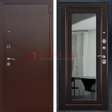 Металлическая дверь с порошковым напылением с МДФ и зеркалом ДЗ-61 в Краснодаре