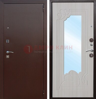 Стальная дверь с порошковым покрытием с резной МДФ и зеркалом ДЗ-66 в Красногорске
