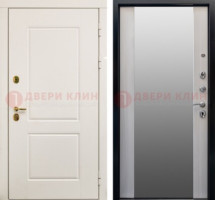 Белая стальная дверь с большим зеркалом ДЗ-73 в Красногорске