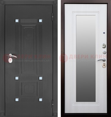 Стальная черная дверь МДФ с зеркалом ДЗ-76 в Красногорске