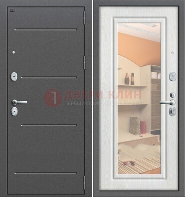 Серая металлическая дверь с зеркалом ДЗ-7 в Красногорске