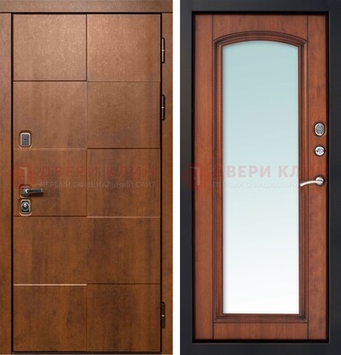Белая филенчатая дверь с фрезерованной МДФ и зеркалом ДЗ-81 в Красногорске